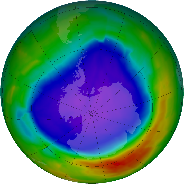 Antarctic ozone map for 01 October 2011